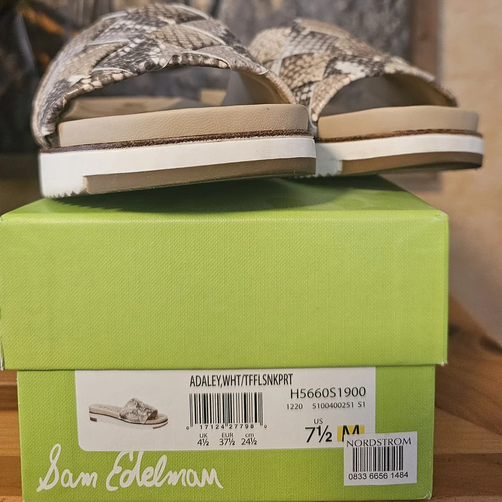 Sam Edelman Women's Snakeskin Slide Sandals - Brown and Gray - Picture 2 of 7